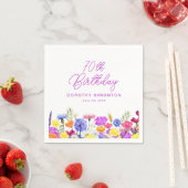 70e Verjaardag Party Paarse Wildflower Custom Servet (Insitu)