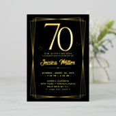 70e Verjaardag Party Roos Gold Foil Invitation Folie Uitnodiging (Staand Voorkant)