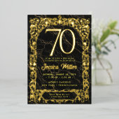 70e Verjaardag Party Roos Gold Foil Invitation Folie Uitnodiging (Staand Voorkant)