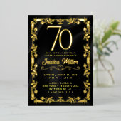 70e Verjaardag Party Roos Gold Foil Invitation Folie Uitnodiging (Staand Voorkant)