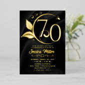 70e Verjaardag Party Roos Gold Foil Invitation Folie Uitnodiging (Staand Voorkant)
