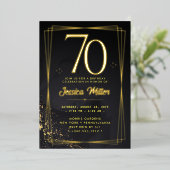 70e Verjaardag Party Roos Gold Foil Invitation Folie Uitnodiging (Staand Voorkant)