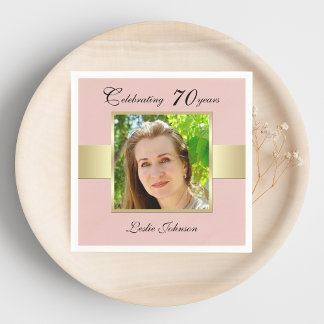 70e Verjaardag Party Roos Gouden Foto servetten