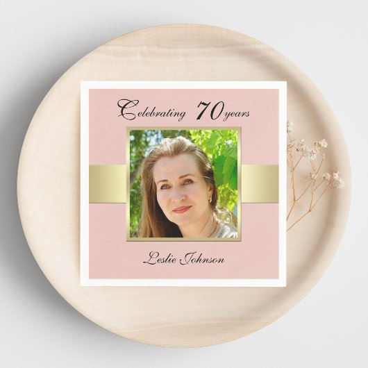 70e Verjaardag Party Roos Gouden Foto servetten