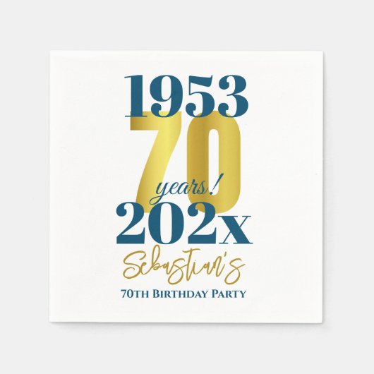 70e verjaardag Party Typografie Datum Servet (Voorkant)