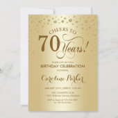 70e verjaardag Party uitnodiging - Goud (Voorkant)