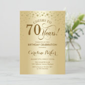 70e verjaardag Party uitnodiging - Goud (Staand voorkant)