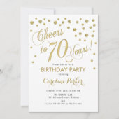 70e verjaardag Party uitnodiging - Goud Wit (Voorkant)