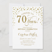 70e verjaardag Party uitnodiging - Goud Wit (Voorkant)