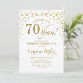 70e verjaardag Party uitnodiging - Goud Wit (Staand voorkant)