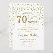 70e verjaardag Party uitnodiging - Goud Wit (Voorkant / Achterkant)