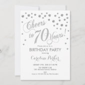 70e verjaardag Party uitnodiging - Zilver Wit (Voorkant)