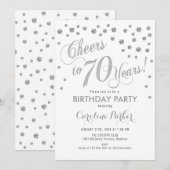 70e verjaardag Party uitnodiging - Zilver Wit (Voorkant / Achterkant)