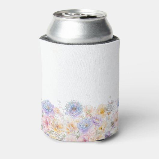 70e Verjaardag Party Waterverf Bloemen Custom Blikjeskoeler (Blikje Achterkant)