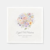 70e Verjaardag Party Waterverf Bloemen Custom Servet (Voorkant)