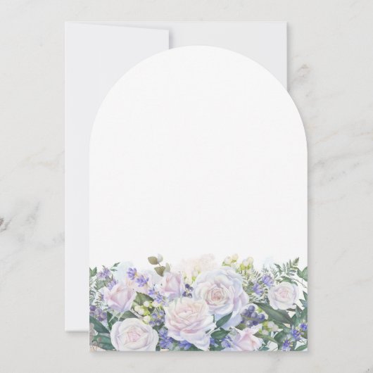 70e Verjaardag Party Witte Roos Blauwe Bloemen Kaart (Achterkant)