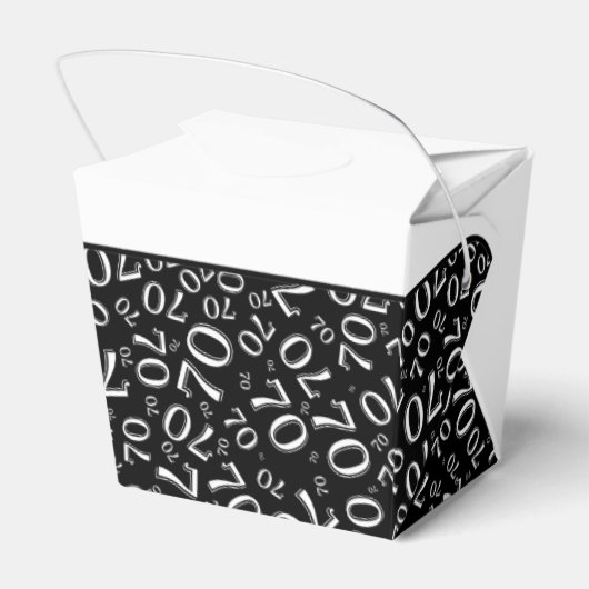 70e Verjaardag Party Zwart/Wit Getal Patroon Bedankdoosjes (Achterkant)