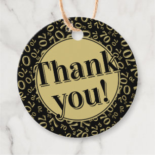 70e verjaardag Patroon nummer 70 Gold en zwart Bedankjes Labels