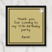 70e verjaardag Patroon nummer 70 Gold en zwart Bedankjes Labels (Achterkant)