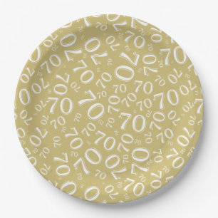 70e verjaardag Pattern Gold en White Papieren Bordje