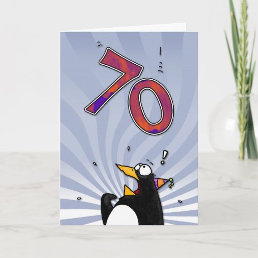 70e verjaardag - Penguin Surprise Kaart (Voorkant)