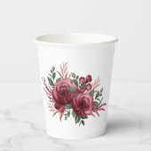 70e verjaardag Persoonlijke Bourgogne Floral Papieren Bekers (Achterkant)