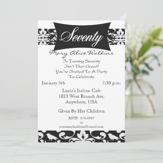 70e verjaardag Persoonlijke uitnodiging (Staand voorkant)