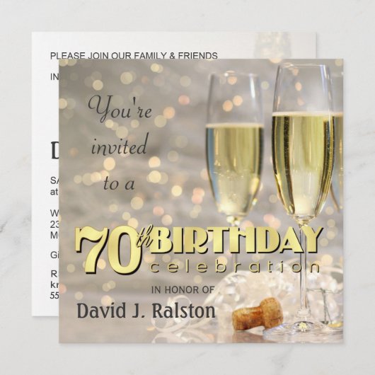 70e verjaardag - Persoonlijke uitnodigingen (Voorkant / Achterkant)