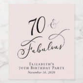 70e verjaardag Pink Wijn Etiket (Enkel label)