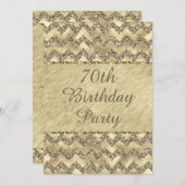 70e verjaardag Platinum Glitter Chevrons Kaart (Voorkant / Achterkant)