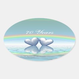 70e verjaardag Platinum Harten Ovale Sticker