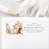 70e Verjaardag Pompoen Herfst Bloem Retouradres Etiket (Insitu)