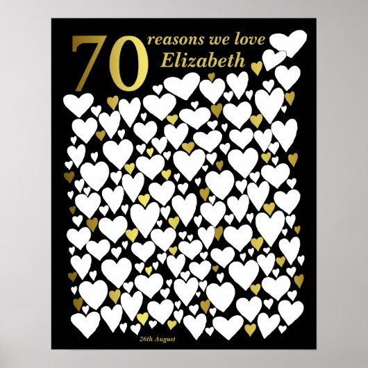 70e verjaardag Poster - 70 redenen waarom we van j (Voorkant)
