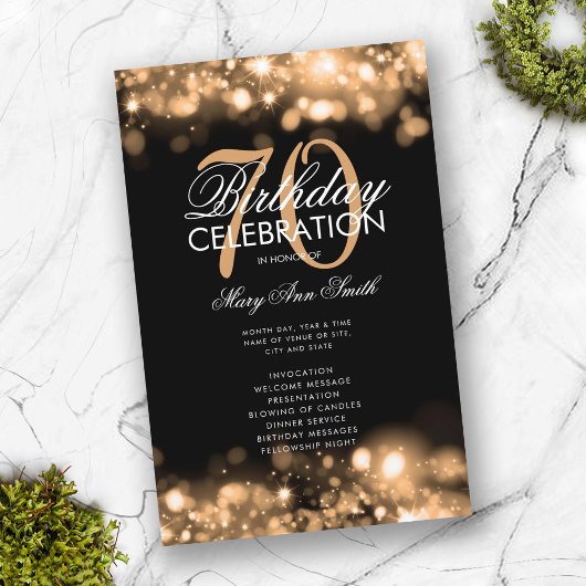 70e verjaardag Programma Glam Licht Gold met Menu