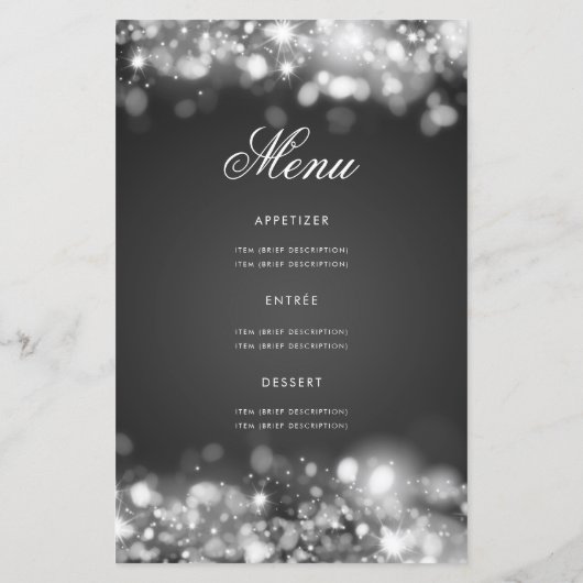 70e verjaardag Programma Glam Licht Silver Menu (Achterkant)