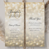 70e Verjaardag Programma Gold Bokeh w / Dank u