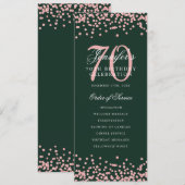 70e Verjaardag Programma Roos Gold Confetti Green (Voorkant / Achterkant)