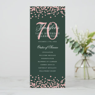 70e Verjaardag Programma Roos Gold Confetti Green