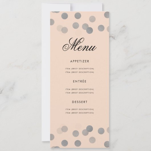 70e verjaardag Programma Silver Confetti Menu Blus (Achterkant)