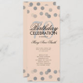 70e verjaardag Programma Silver Confetti Menu Blus (Voorkant / Achterkant)