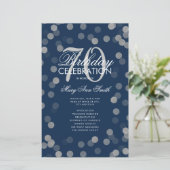 70e verjaardag Programma Silver Confetti Menu Navy (Staand voorkant)