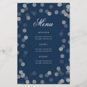 70e verjaardag Programma Silver Confetti Menu Navy (Achterkant)