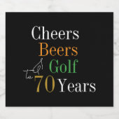70e verjaardag Proost Beers Golf Zwart Goud Party Bier Etiket (Enkel label)
