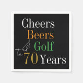 70e verjaardag Proost en Beers Golf Zwart en Goud Servet (Voorkant)