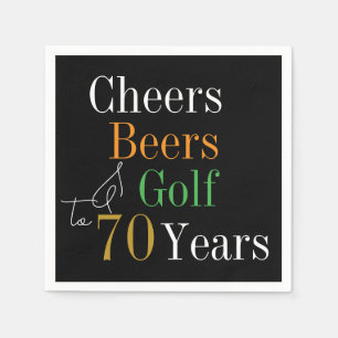 70e verjaardag Proost en Beers Golf Zwart en Goud Servet