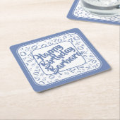 70e verjaardag Random Number Pattern Blue/White Kartonnen Onderzetters (Schuin)