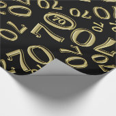 70e verjaardag Random Number Pattern Gold/Black 70 Cadeaupapier (Hoek)