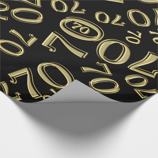 70e verjaardag Random Number Pattern Gold/Black 70 Cadeaupapier (Hoek)