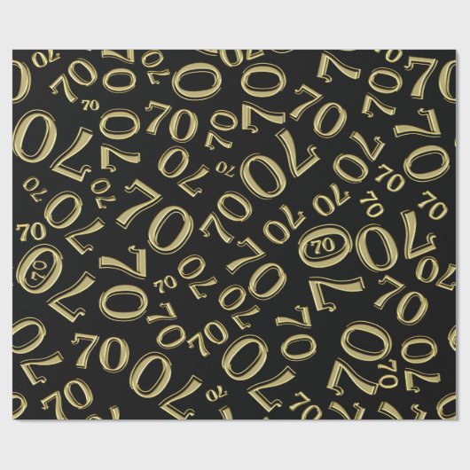 70e verjaardag Random Number Pattern Gold/Black 70 Cadeaupapier (Vlak)