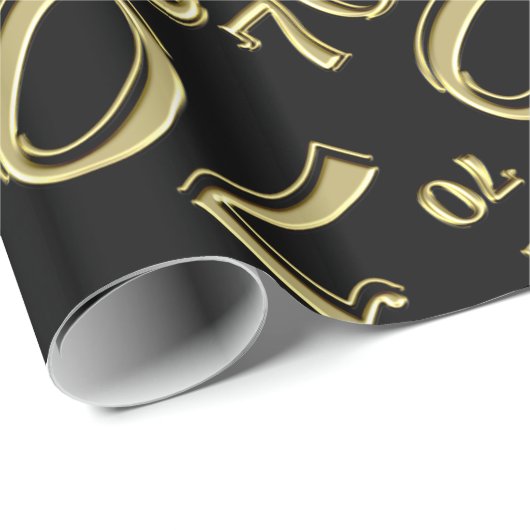 70e verjaardag Random Number Pattern Gold/Black 70 Cadeaupapier (Rol Hoek)